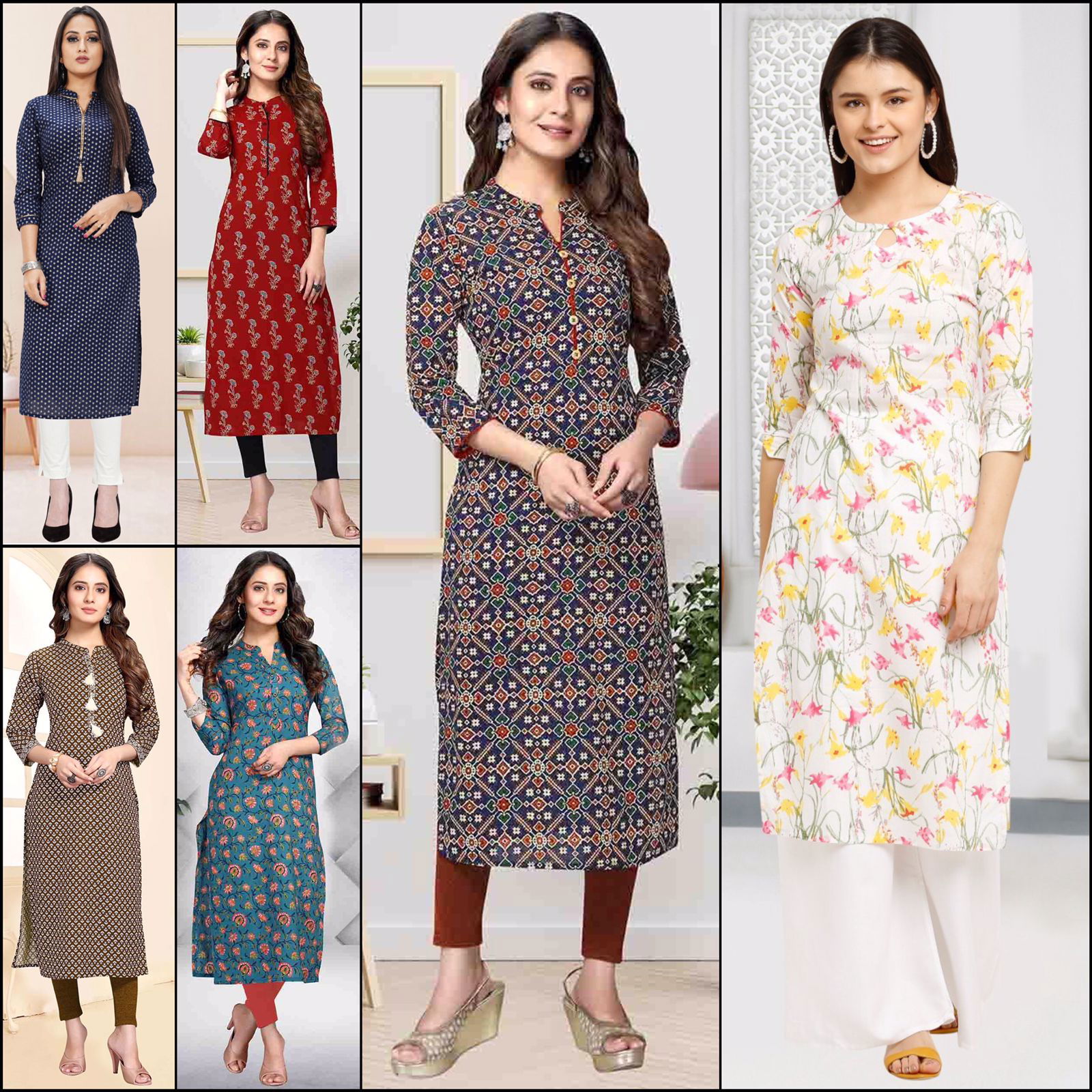 Rajnandini Print A Cotton Regular Wear Straigh Cut Kurti Designer Collection