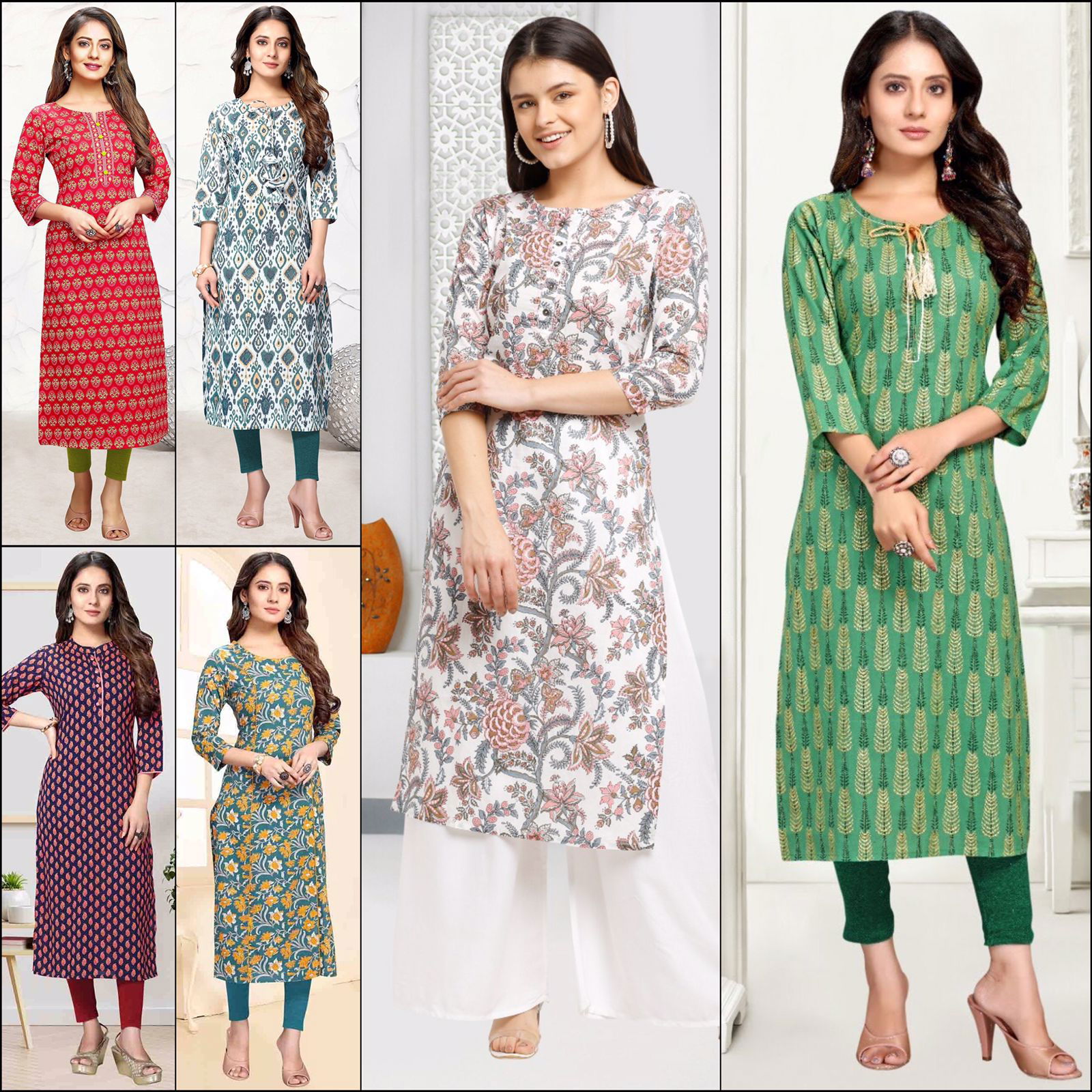 Rajnandini Print B Casual Wear Straigh Cut Cotton Printed Kurti Collection