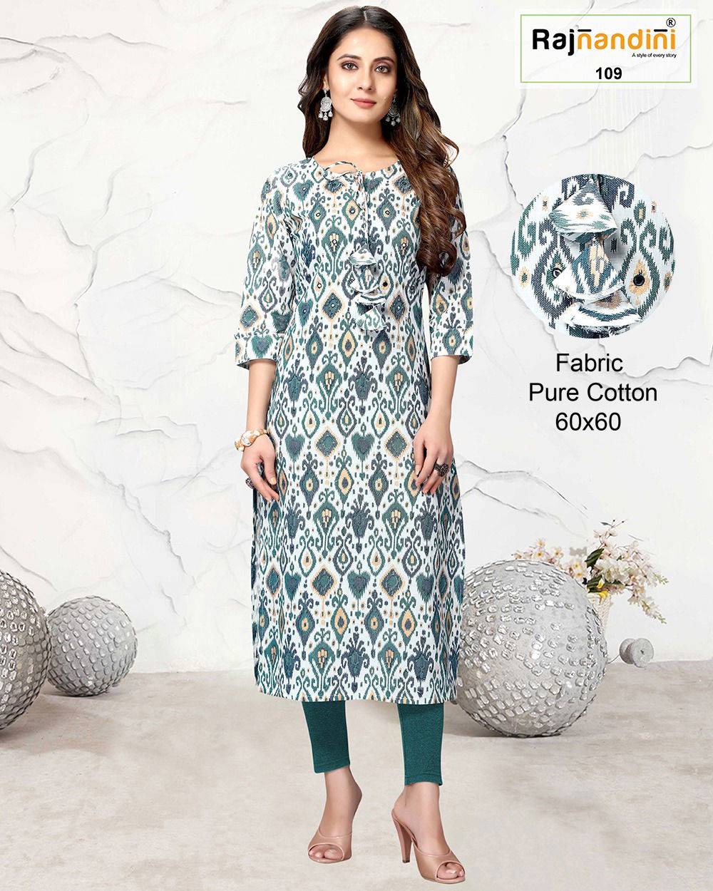Rajnandini Print B Casual Wear Straigh Cut Cotton Printed Kurti Collection