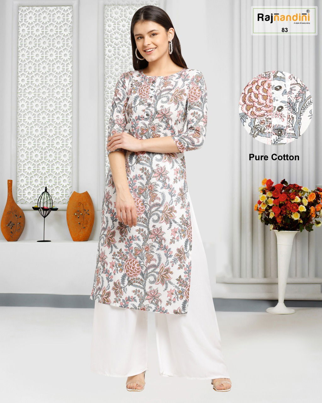 Rajnandini Print B Casual Wear Straigh Cut Cotton Printed Kurti Collection