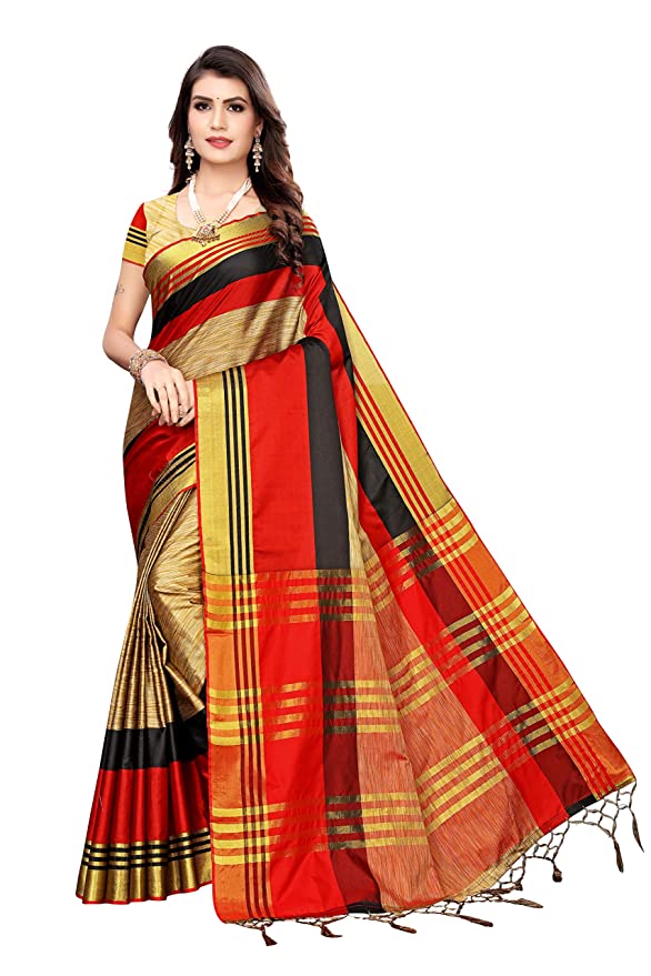 Dhruvi Color Block Fashion Cotton Silk Saree Catalog