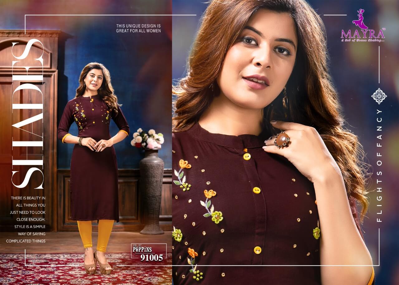 Mayra Poppins 2 Latest Ethnic Wear Rayon Embroidery Designer Kurti Collection