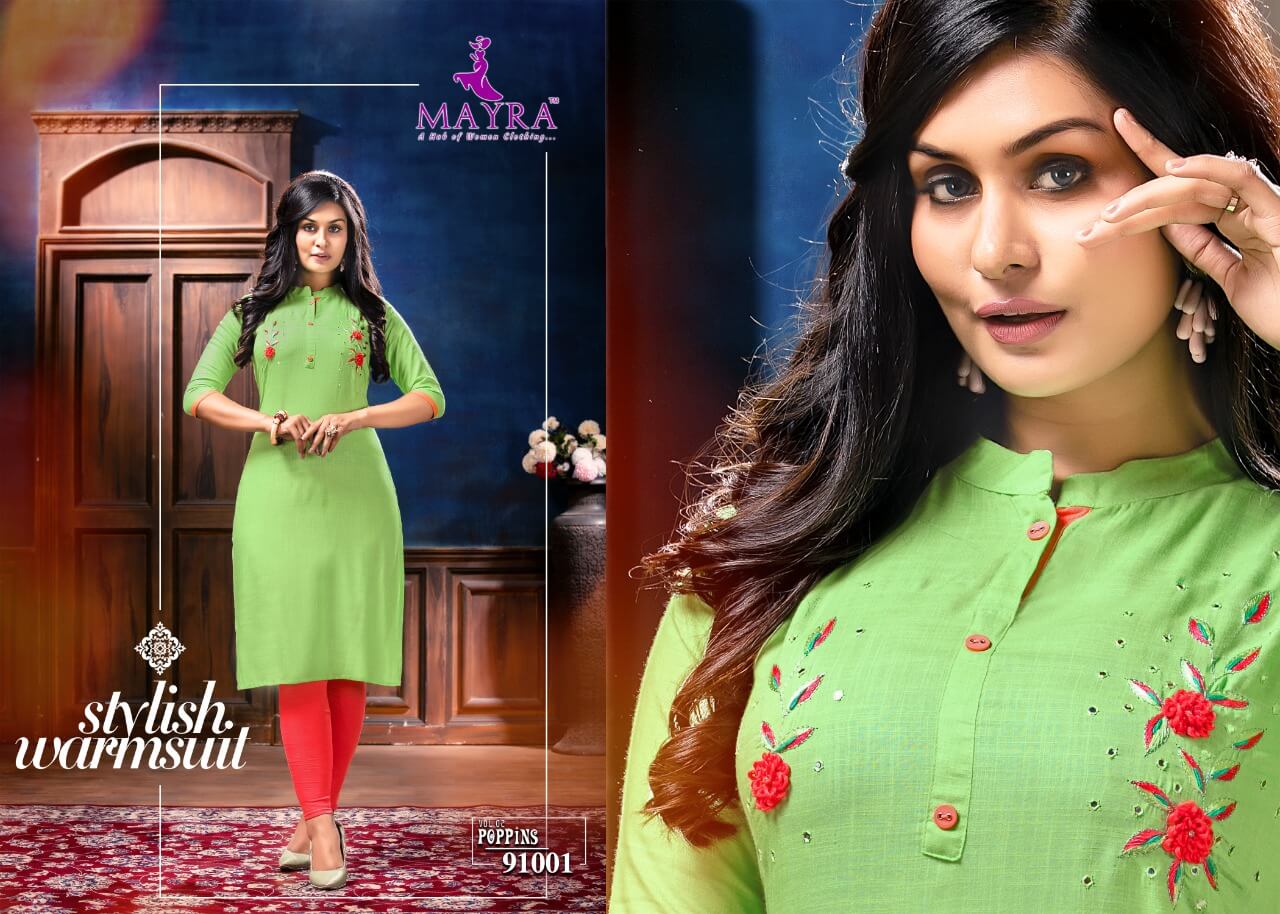 Mayra Poppins 2 Latest Ethnic Wear Rayon Embroidery Designer Kurti Collection