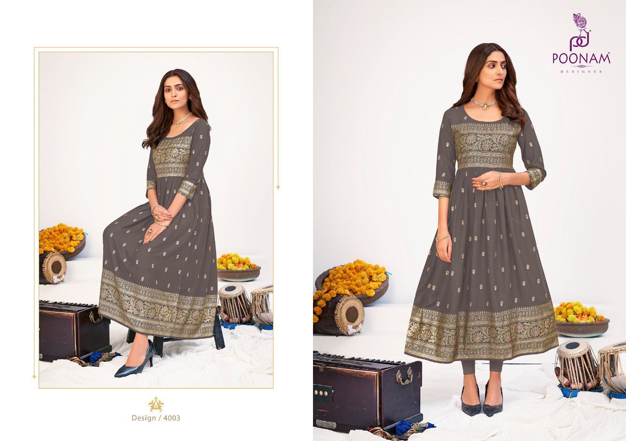Poonam Festival 4 Latest Rayon Printed Anarkali Long Kurti Collection