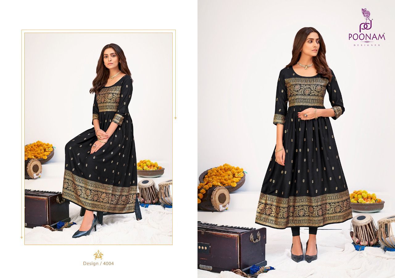 Poonam Festival 4 Latest Rayon Printed Anarkali Long Kurti Collection