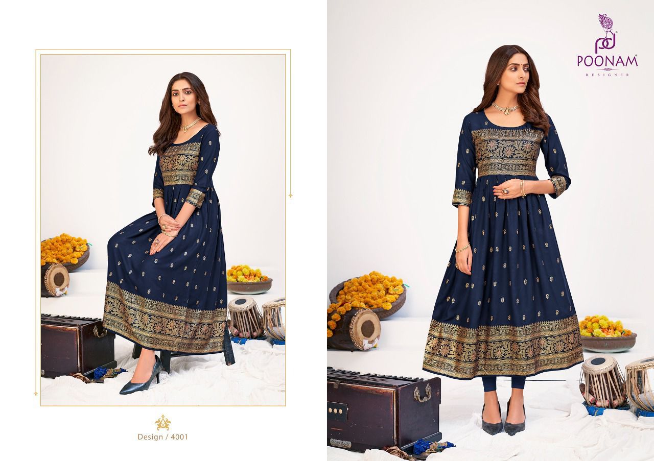 Poonam Festival 4 Latest Rayon Printed Anarkali Long Kurti Collection