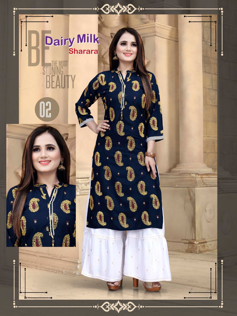 Aagya Dairy Milk Sharara House 4 Ethnic Werar Rayon Kurti With Bottom Collection