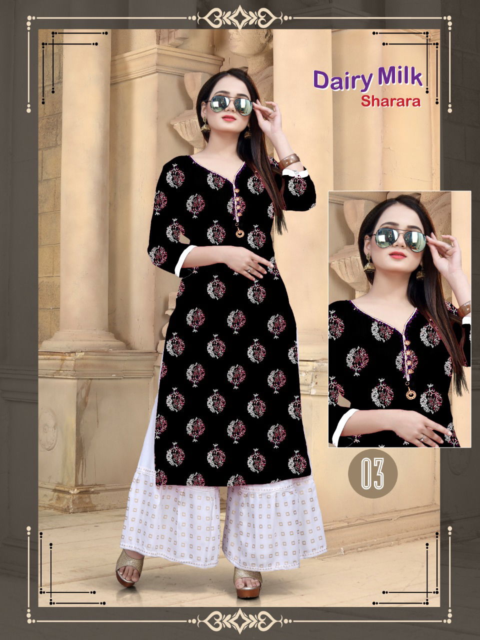 Aagya Dairy Milk Sharara House 4 Ethnic Werar Rayon Kurti With Bottom Collection