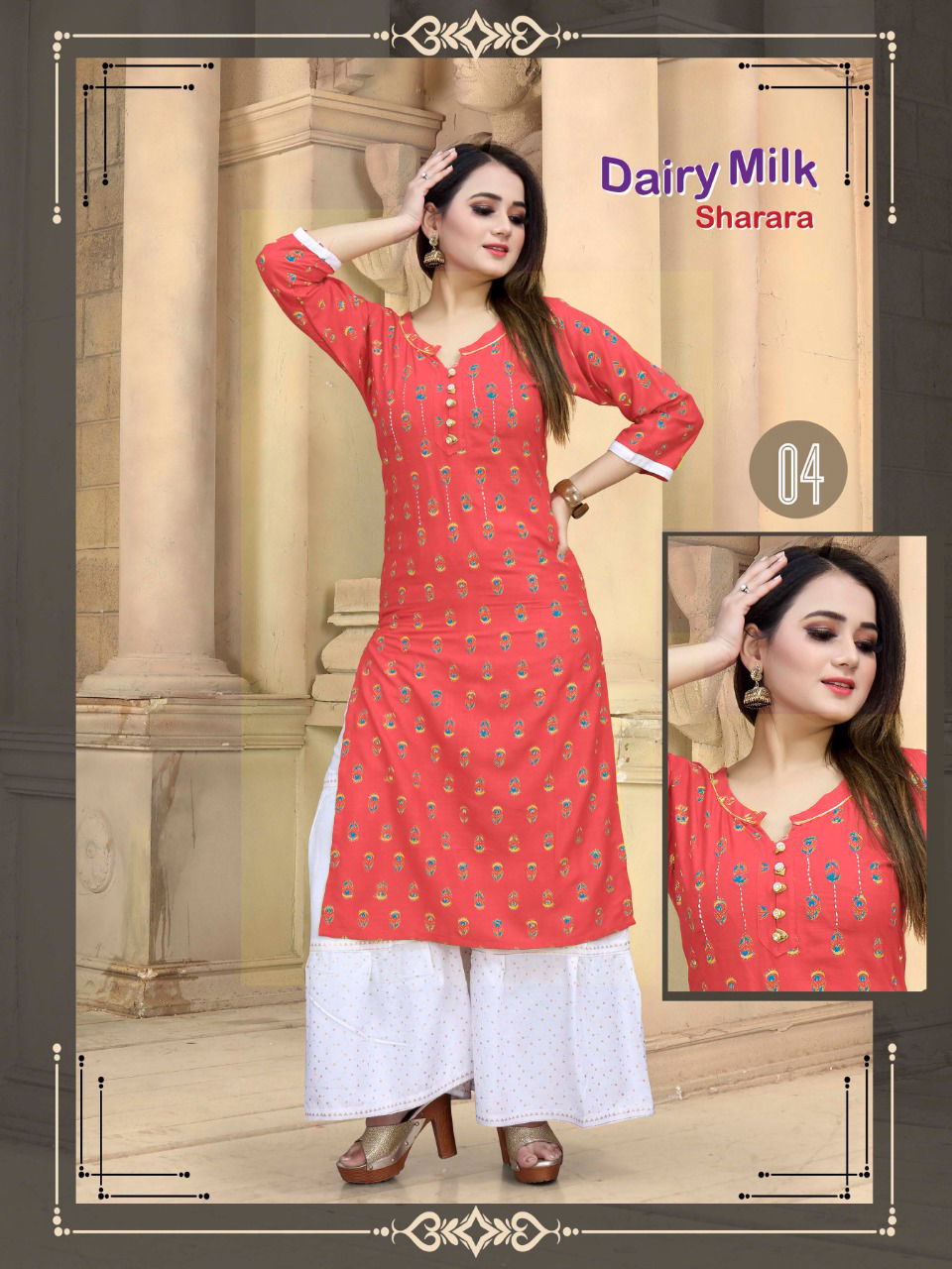 Aagya Dairy Milk Sharara House 4 Ethnic Werar Rayon Kurti With Bottom Collection