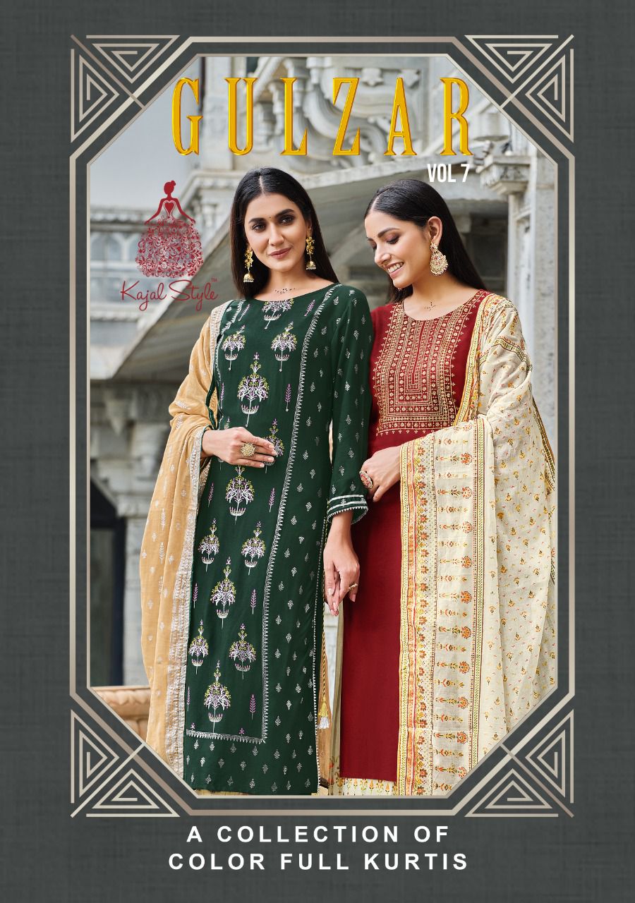 Gulzar 7 Festive Wear Heavy Rayon Print With Embroidery Ready Made Collection
