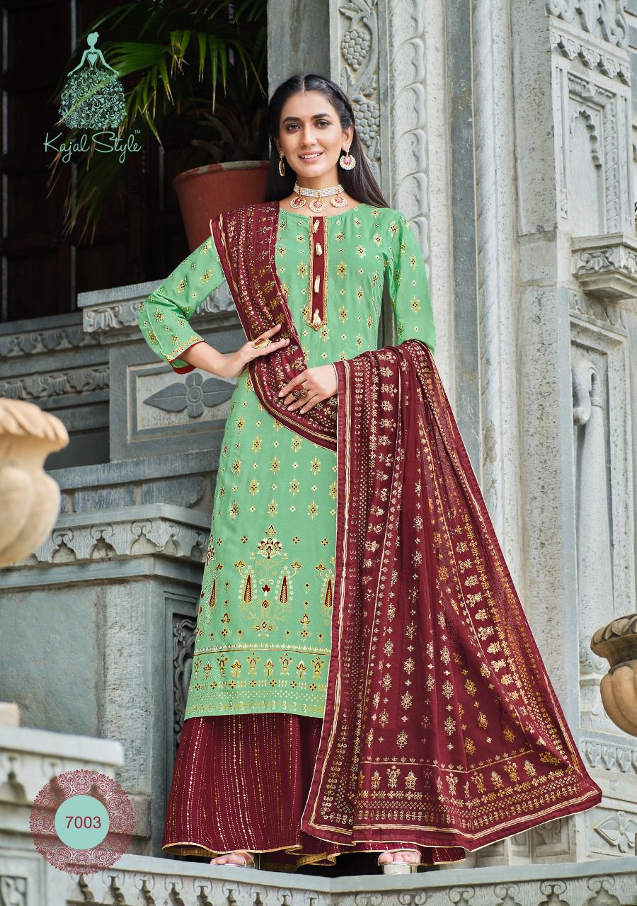 Gulzar 7 Festive Wear Heavy Rayon Print With Embroidery Ready Made Collection