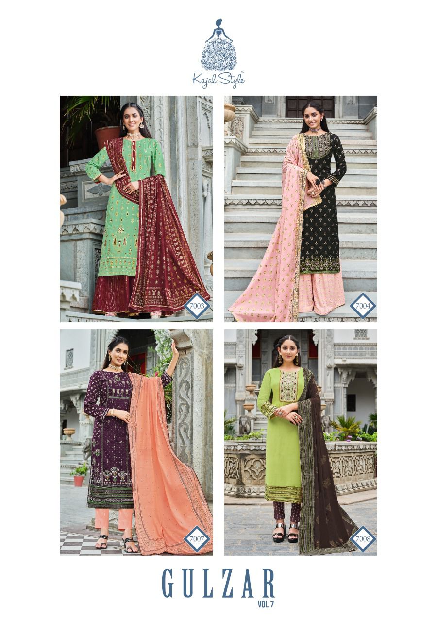 Gulzar 7 Festive Wear Heavy Rayon Print With Embroidery Ready Made Collection