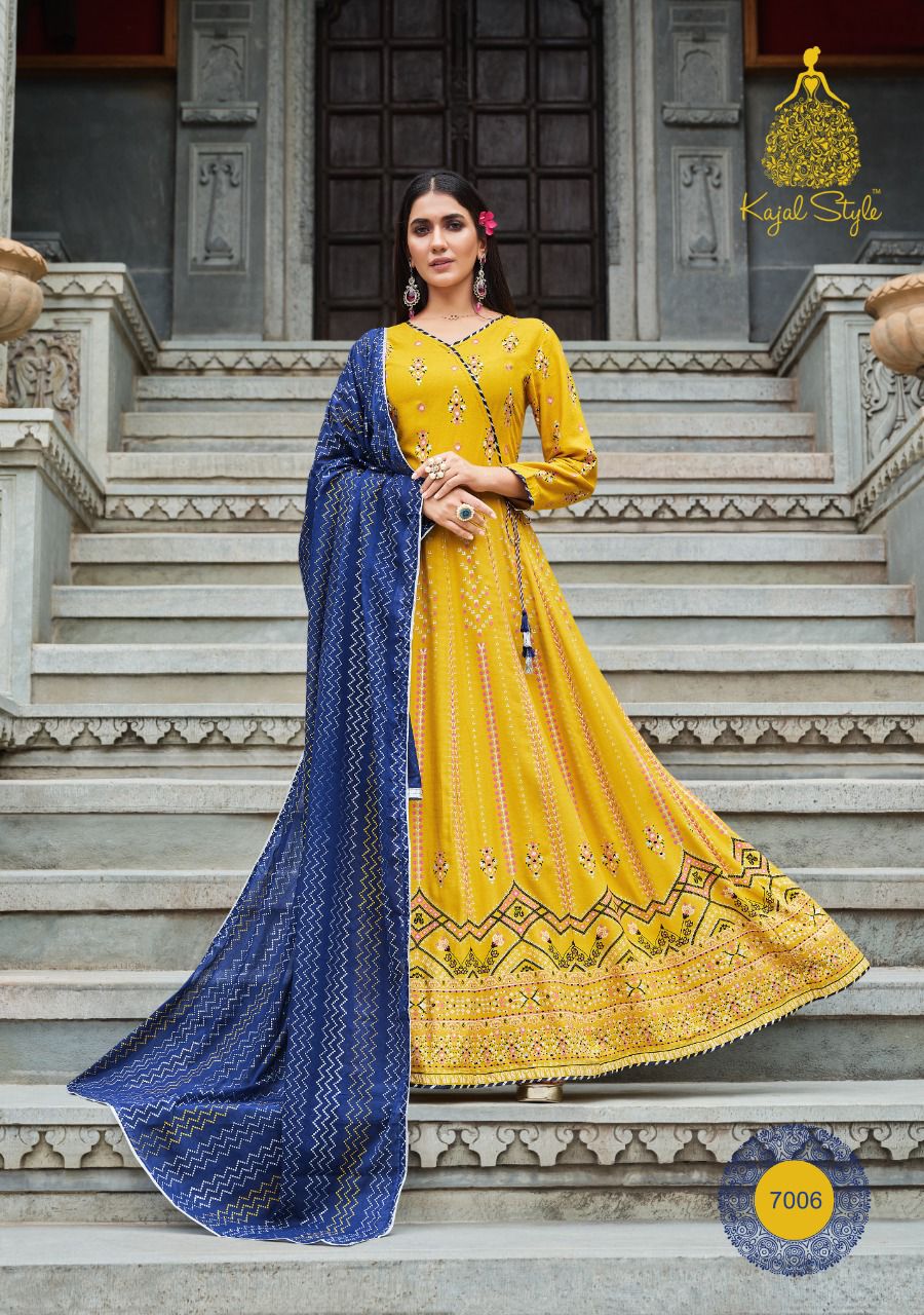 Gulzar 7 Festive Wear Heavy Rayon Print With Embroidery Ready Made Collection