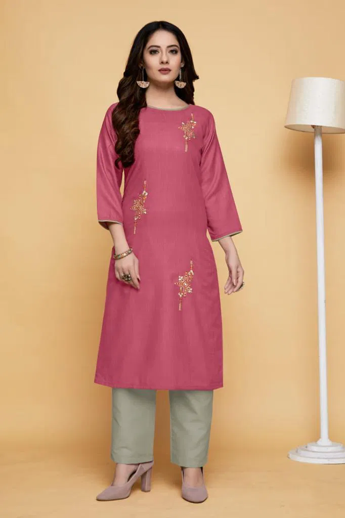 Smylee Casual Regular Wear Embroidery Designer Kurti Collection