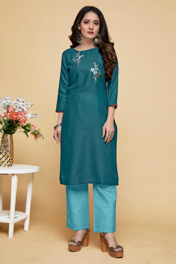 Smylee Casual Regular Wear Embroidery Designer Kurti Collection