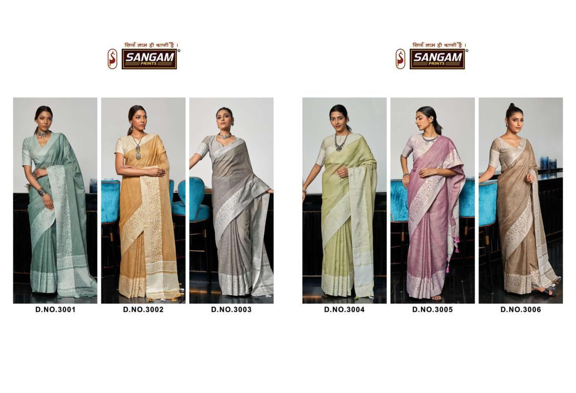 Sangam Glory Linen Thread Work Festive Wear Designer Saree Collection