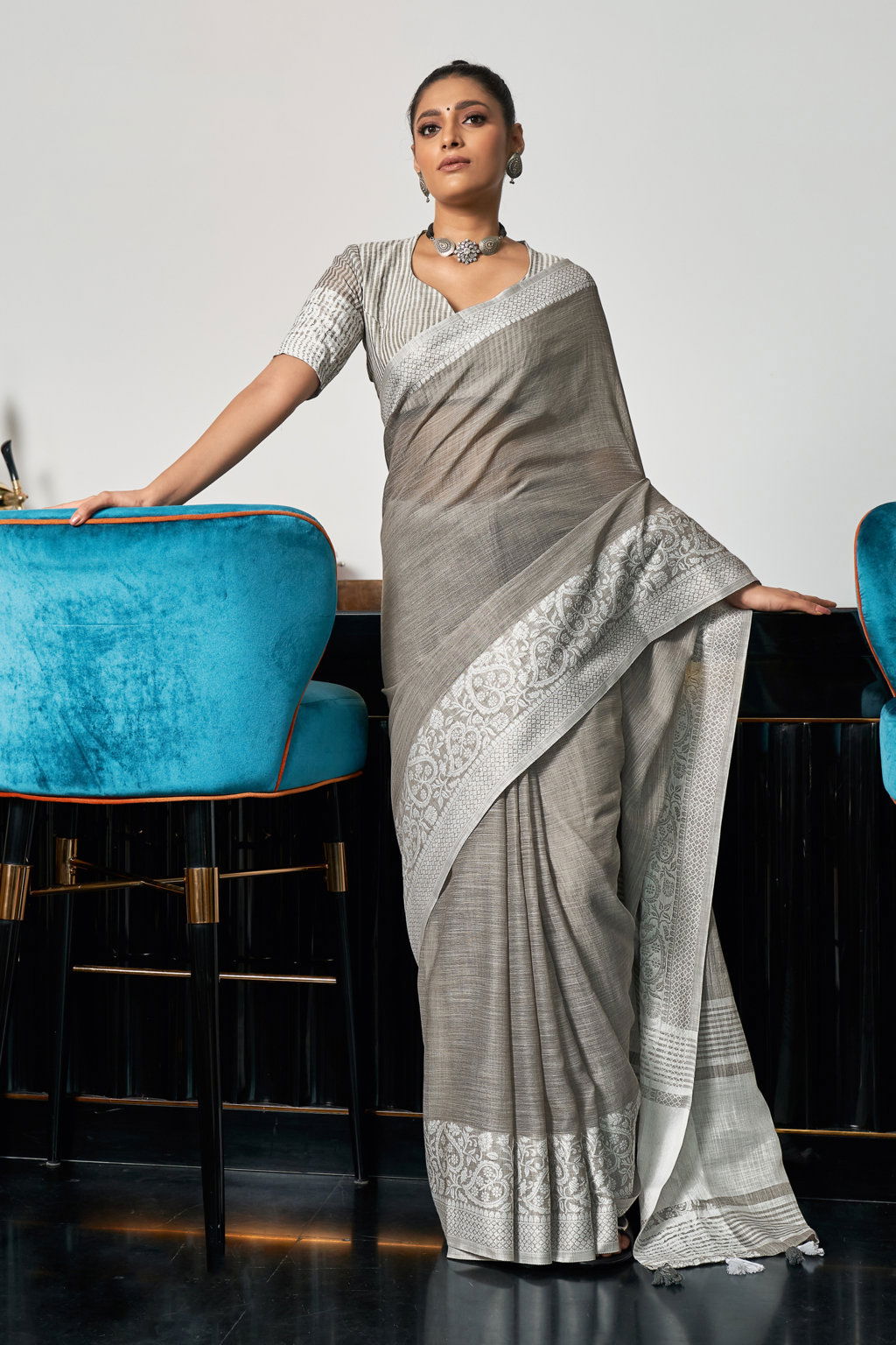 Sangam Glory Linen Thread Work Festive Wear Designer Saree Collection