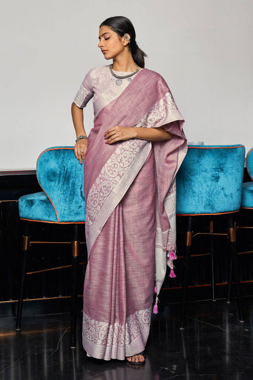 Sangam Glory Linen Thread Work Festive Wear Designer Saree Collection
