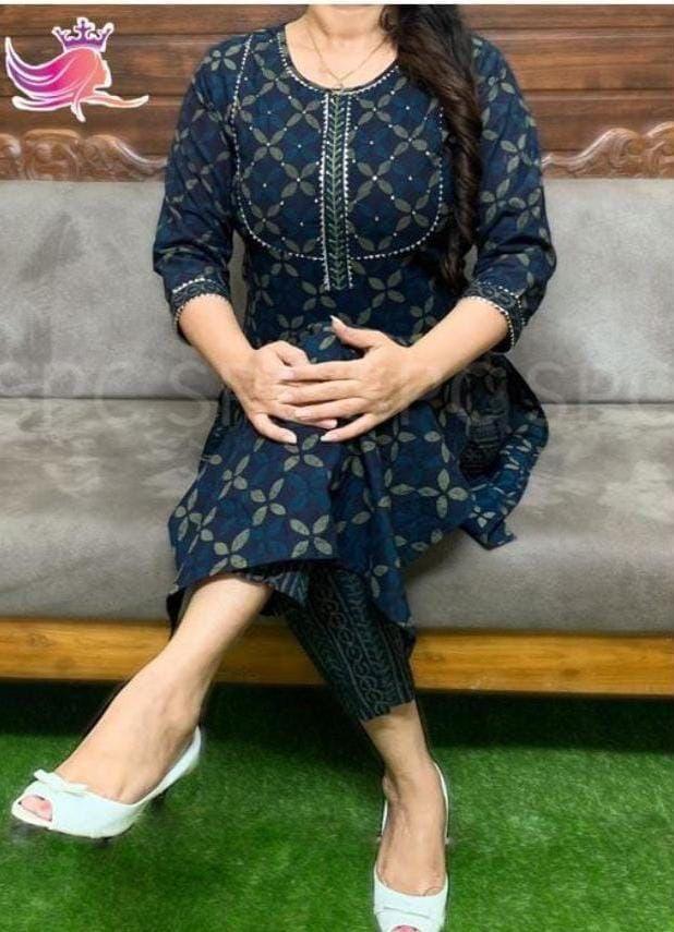 Rosey 8 Ethnic Wear Cotton Printed Kurti With Bottom Collection