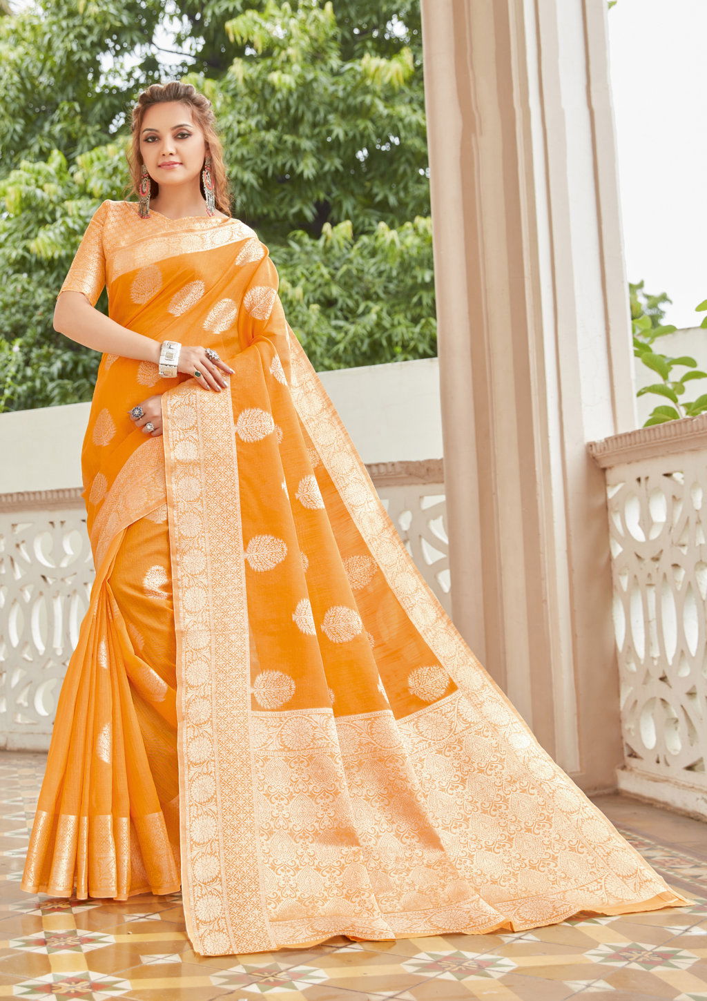 Sangam Madhurama Linen Zari Weaving Festive Wear Designer Saree Collection