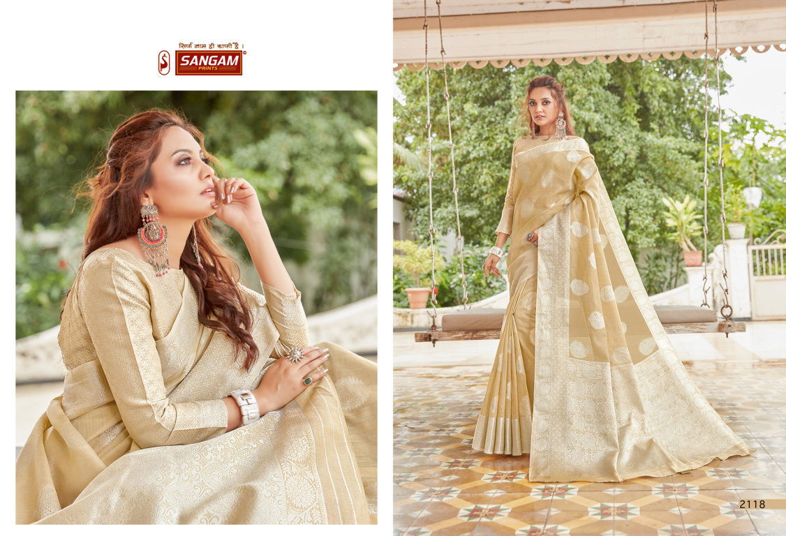 Sangam Madhurama Linen Zari Weaving Festive Wear Designer Saree Collection