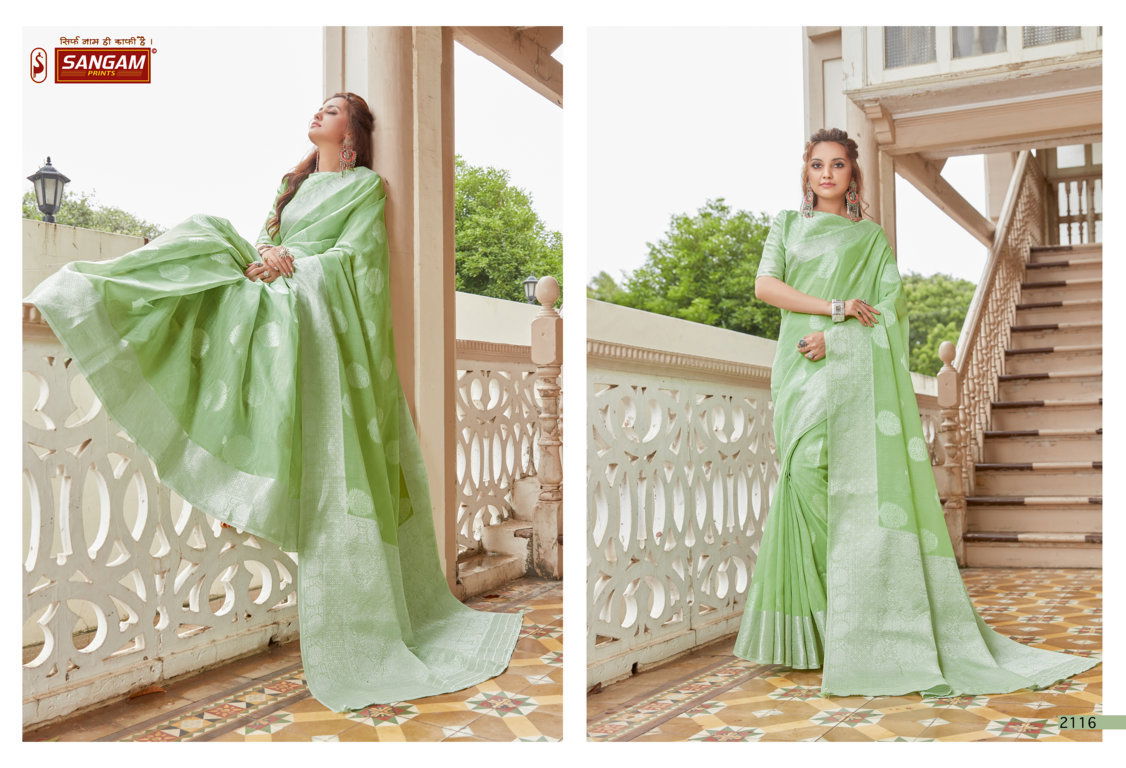 Sangam Madhurama Linen Zari Weaving Festive Wear Designer Saree Collection