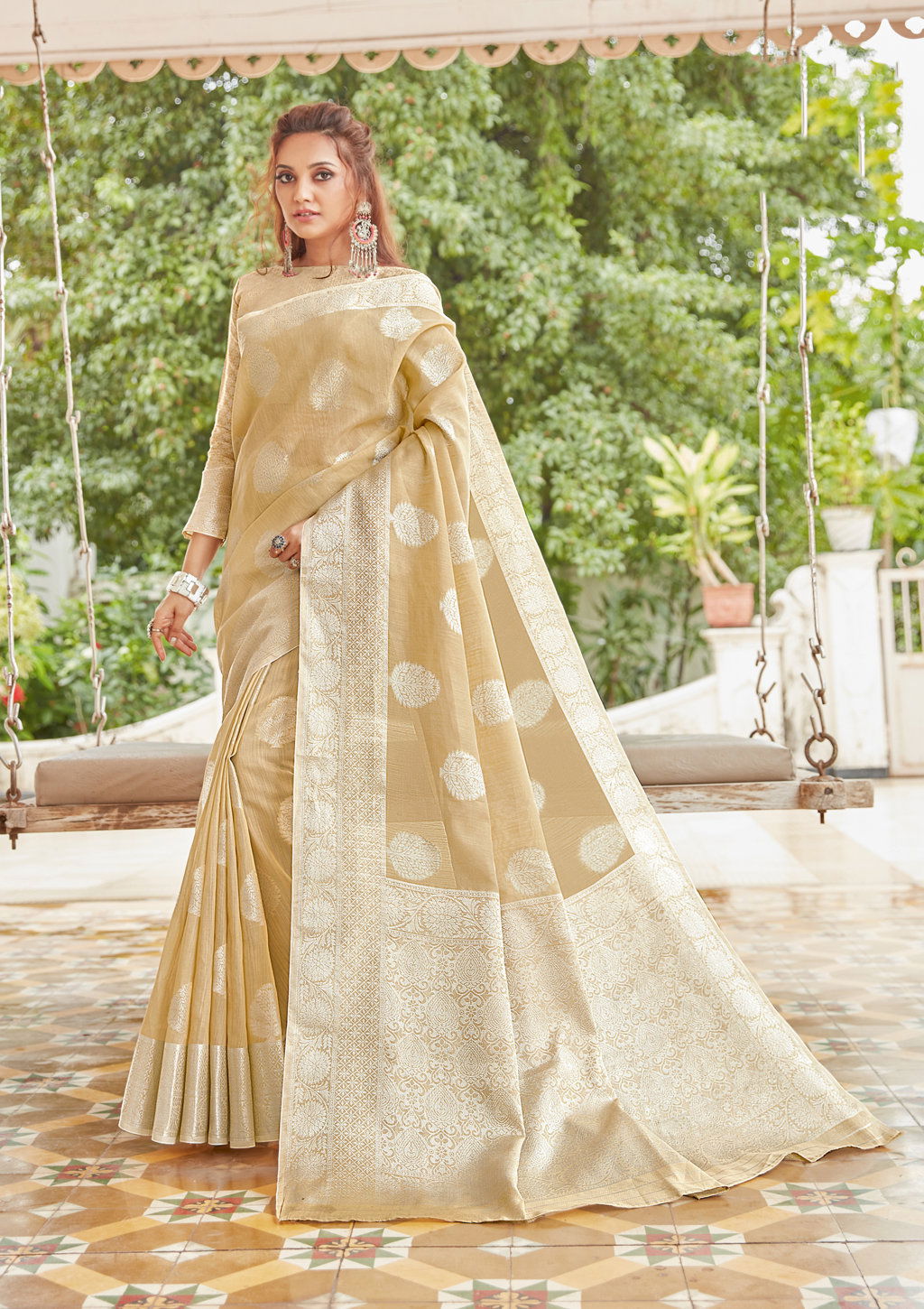 Sangam Madhurama Linen Zari Weaving Festive Wear Designer Saree Collection
