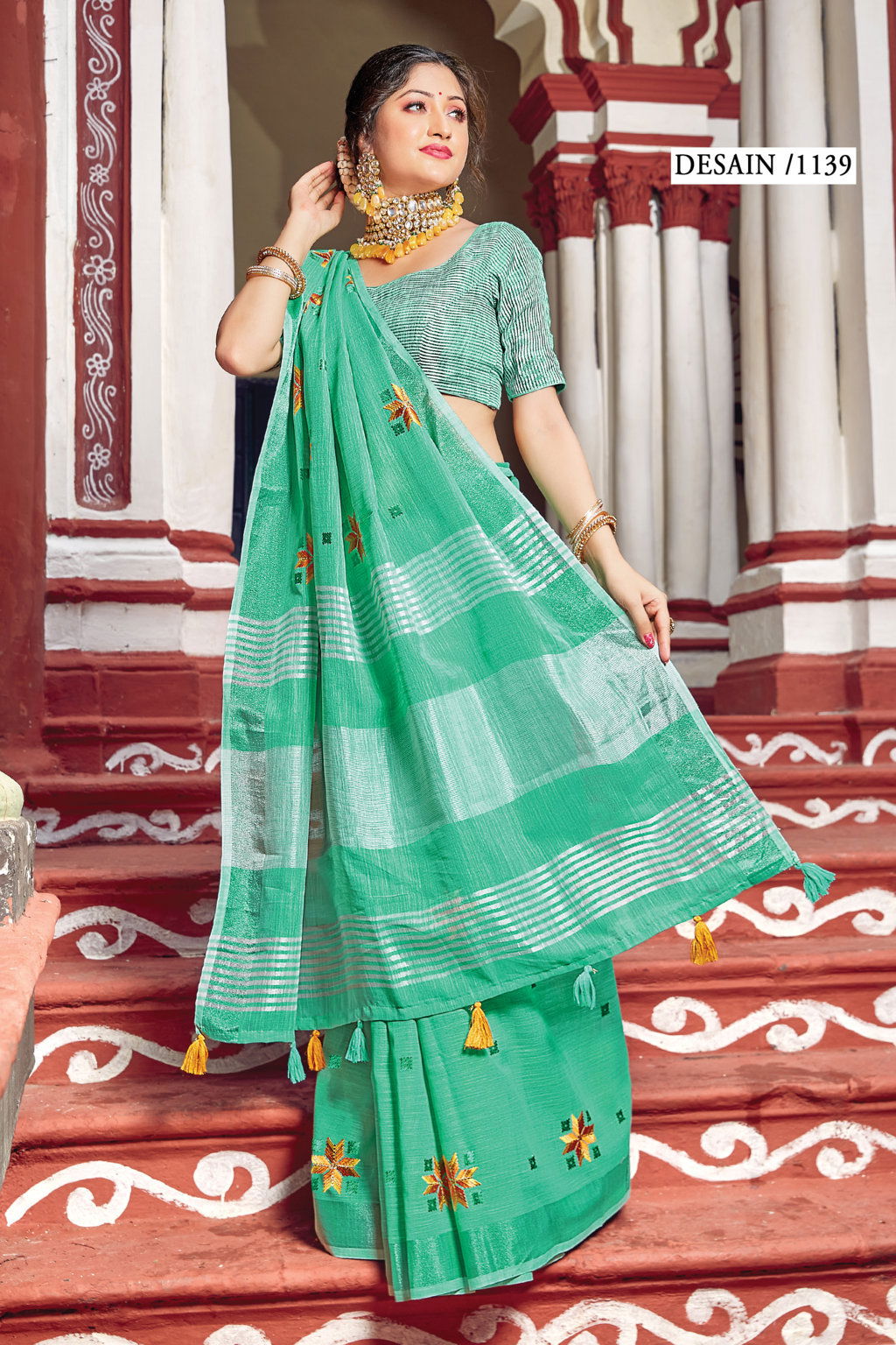 Sangam Nayra Linen Ethnic Wear Cotton Embroidery Designer Saree Collection