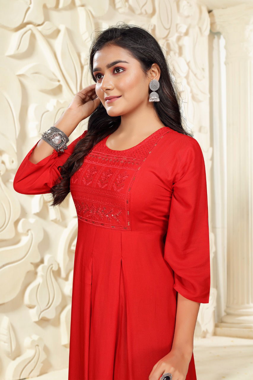 Prashashti 5 Ethnic Wear Sequence Anarkali Long Designer Kurti With Dupatta Collection