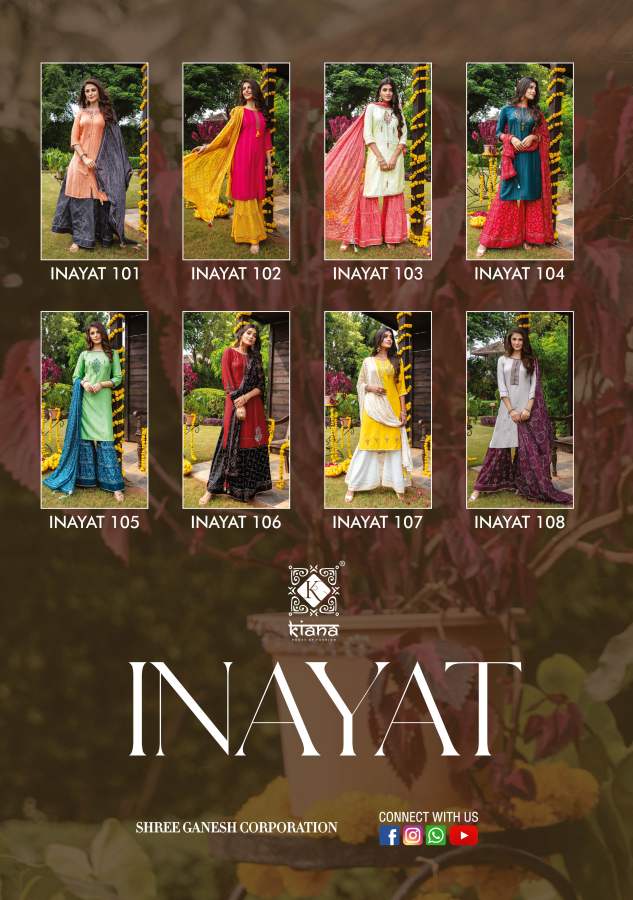 Kiana Inayat Fancy Festive Wear Kurti With Sharara And Dupatta Readymade Collection
