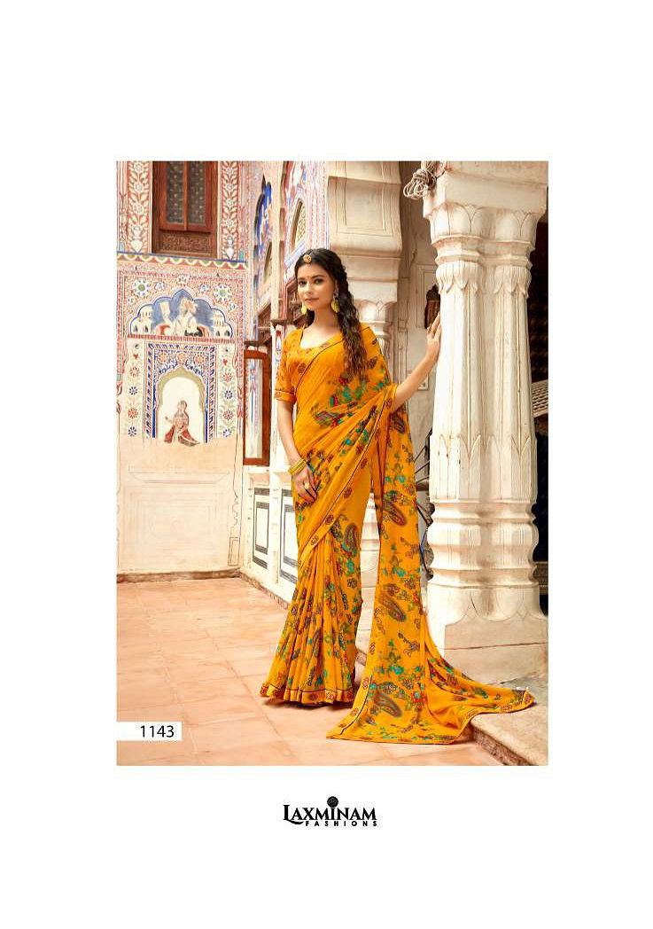 Laxminam Parampara Casual Daily Wear Georgette Printed Saree Collection