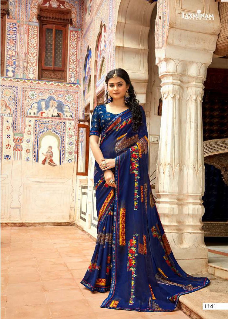 Laxminam Parampara Casual Daily Wear Georgette Printed Saree Collection