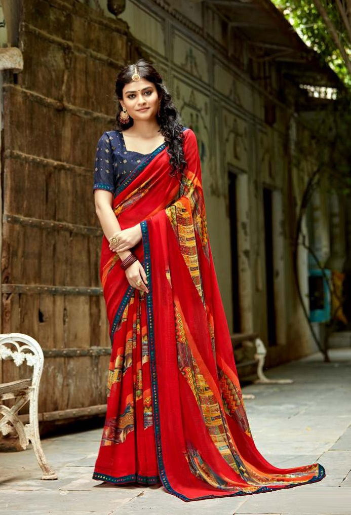 Laxminam Parampara Casual Daily Wear Georgette Printed Saree Collection