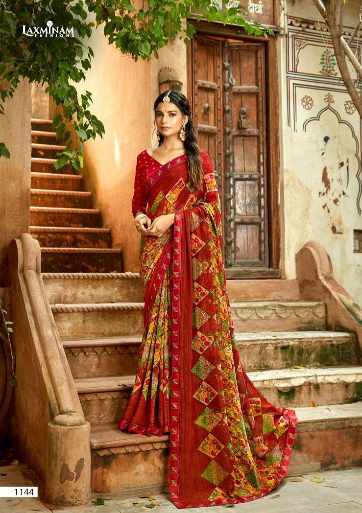 Laxminam Parampara Casual Daily Wear Georgette Printed Saree Collection