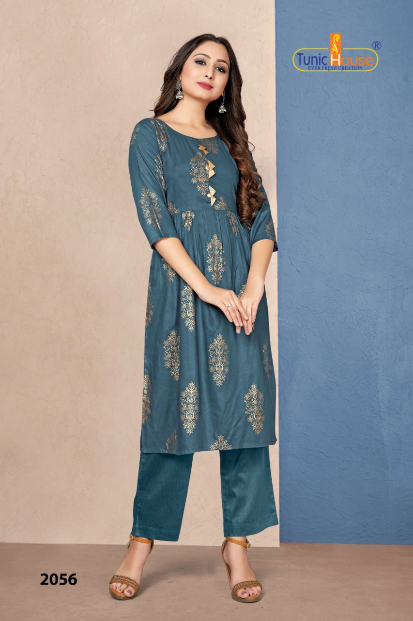Tunic House New Pinch Regular Wear Rayon Printed Latest Kurti Collection