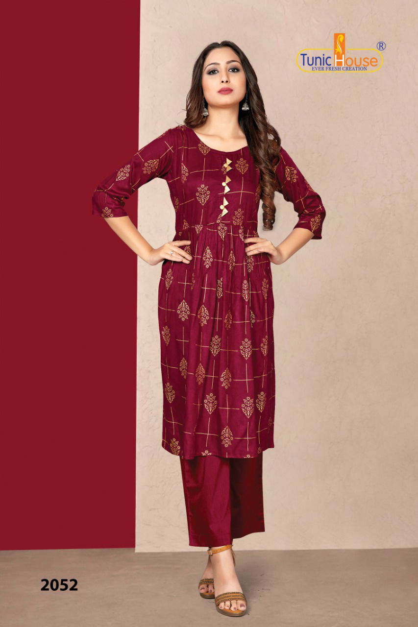 Tunic House New Pinch Regular Wear Rayon Printed Latest Kurti Collection