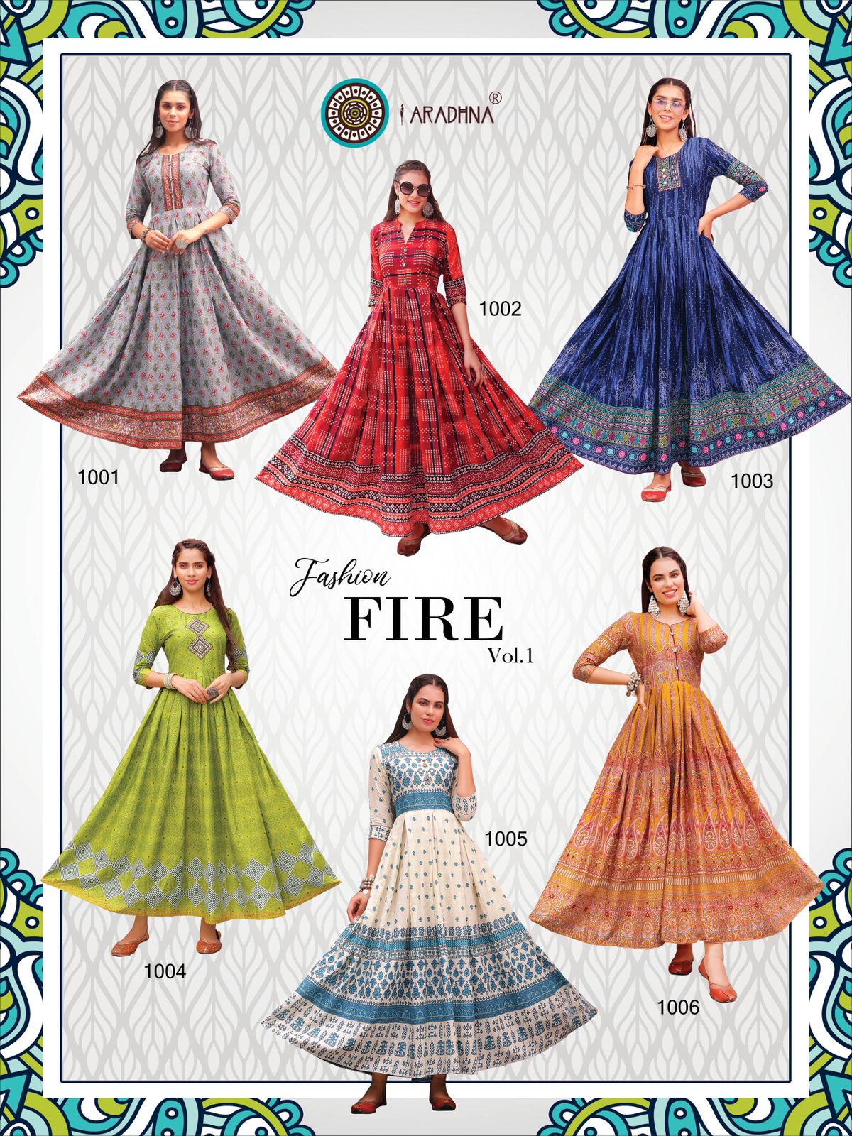 Aradhna Fashion Fire 1 Heavy Cotton Festive Wear Anarkali Long Stylish Kurti Collection