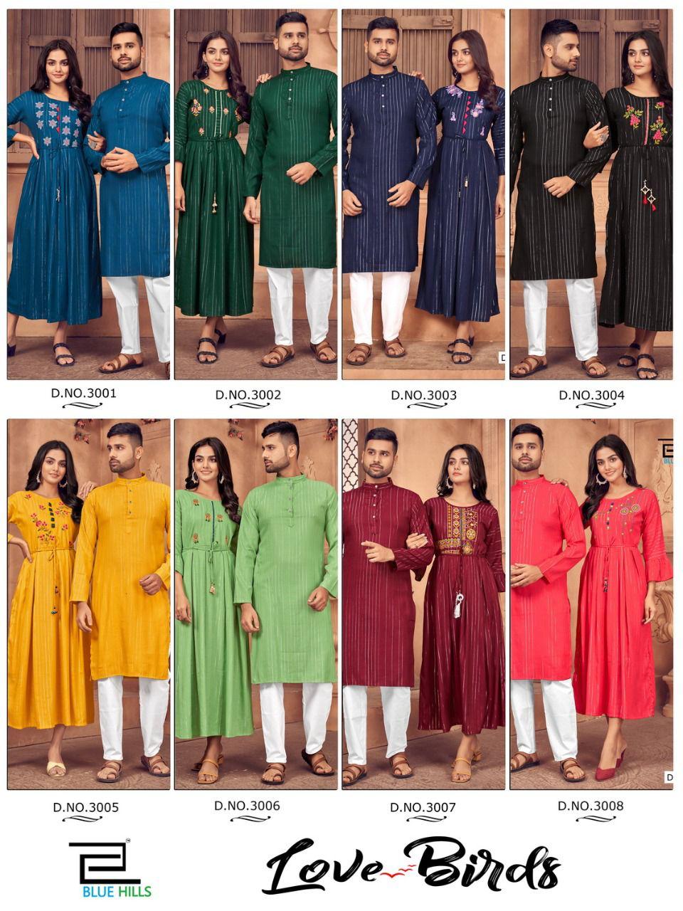 Blue Hills Love Birds 3 Party Wear Designer Rayon Couple Combo Latest Collection