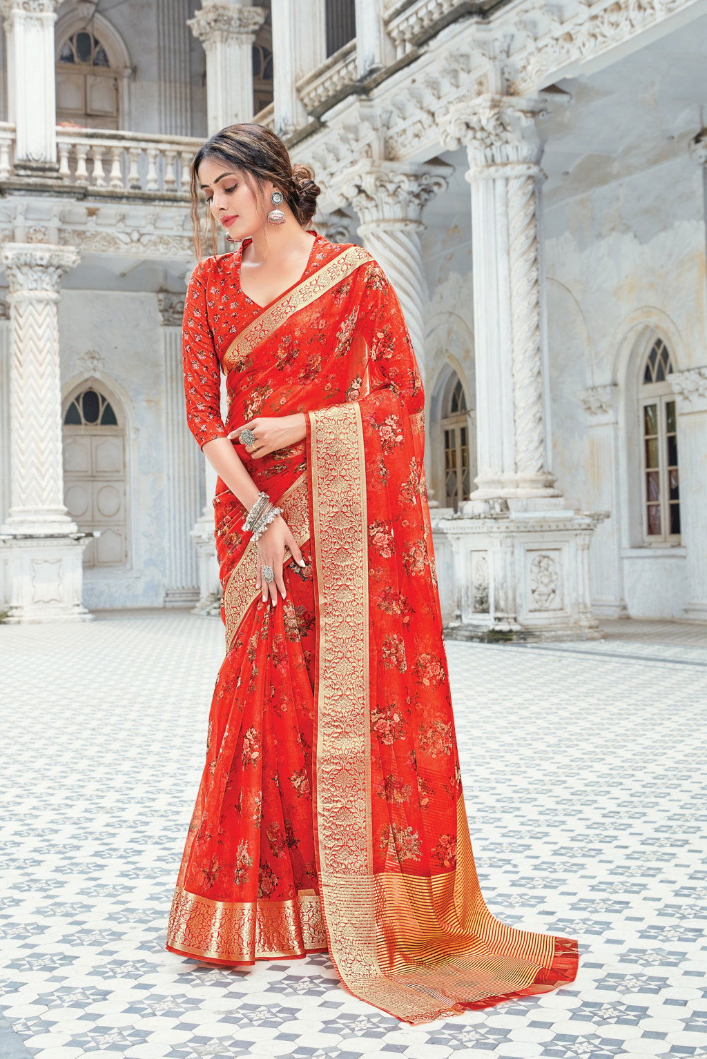 Sangam Angel Organza Festive Wear Latest Digital Printed Saree Collection