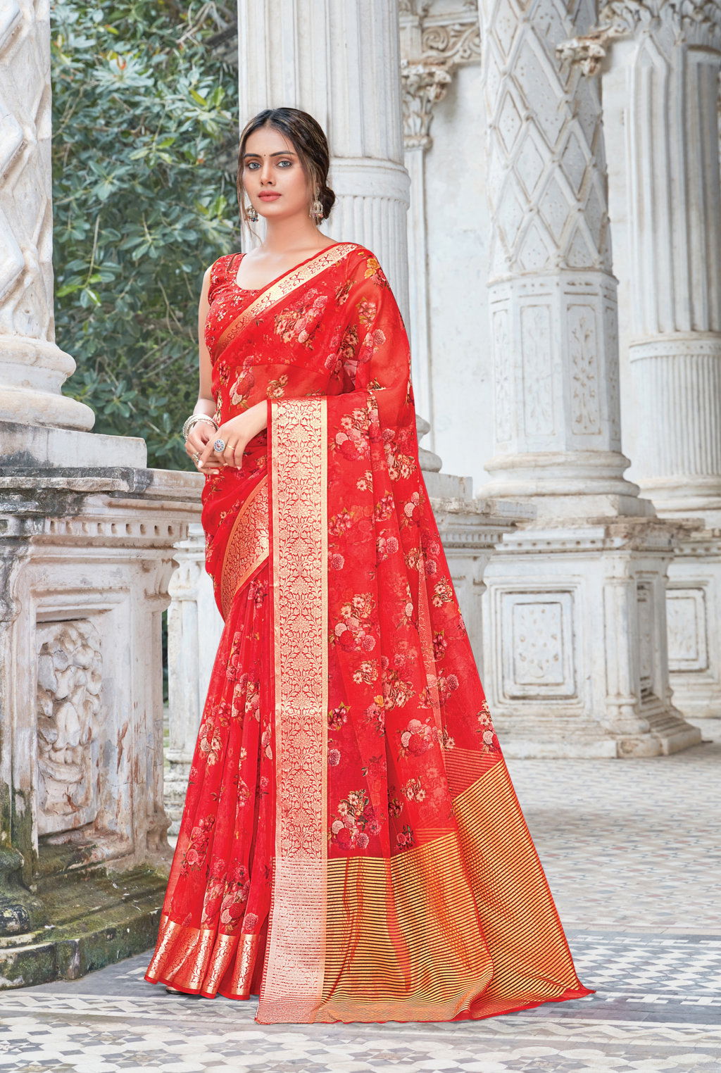 Sangam Angel Organza Festive Wear Latest Digital Printed Saree Collection