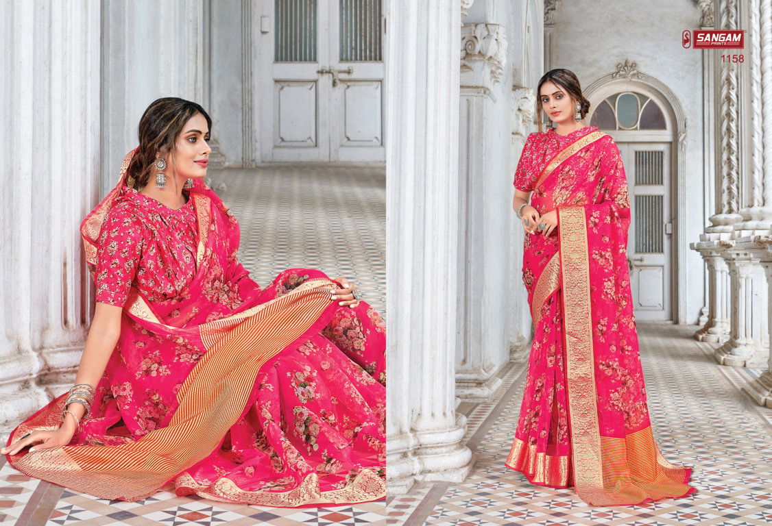 Sangam Angel Organza Festive Wear Latest Digital Printed Saree Collection