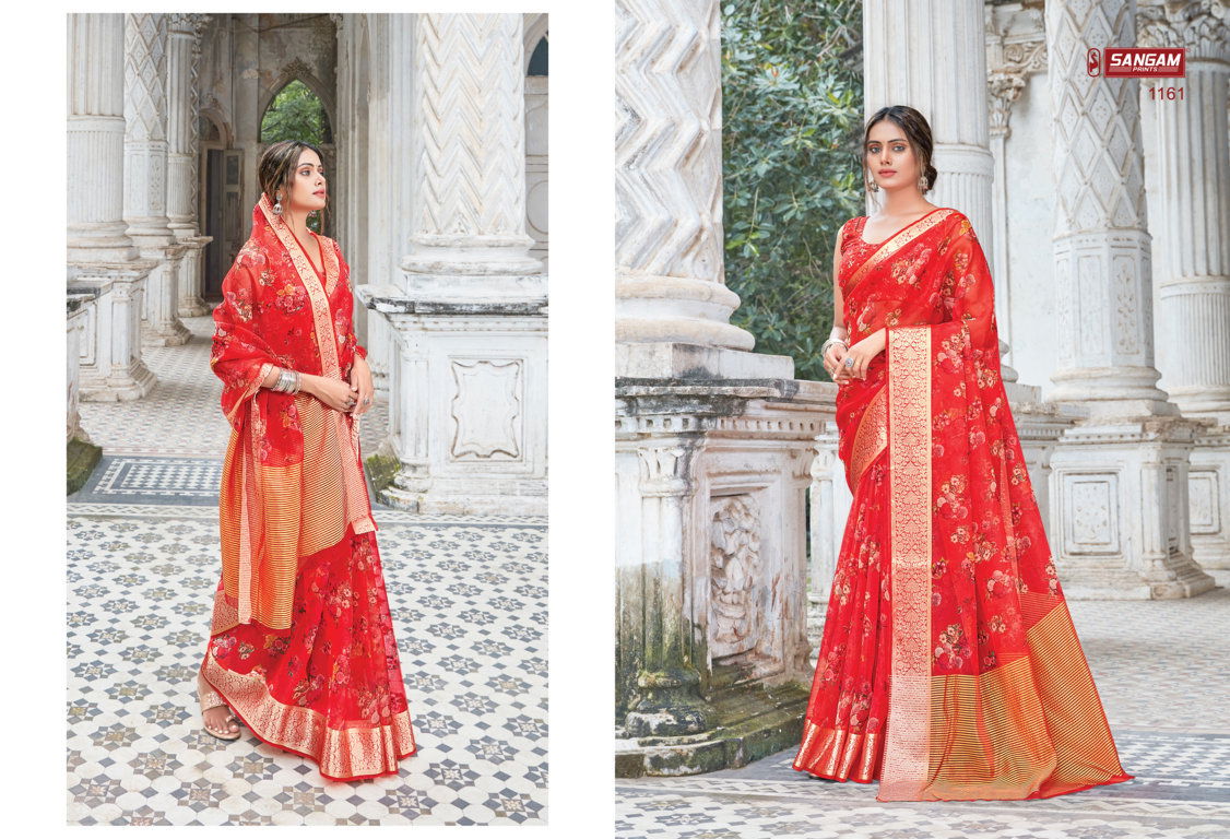 Sangam Angel Organza Festive Wear Latest Digital Printed Saree Collection