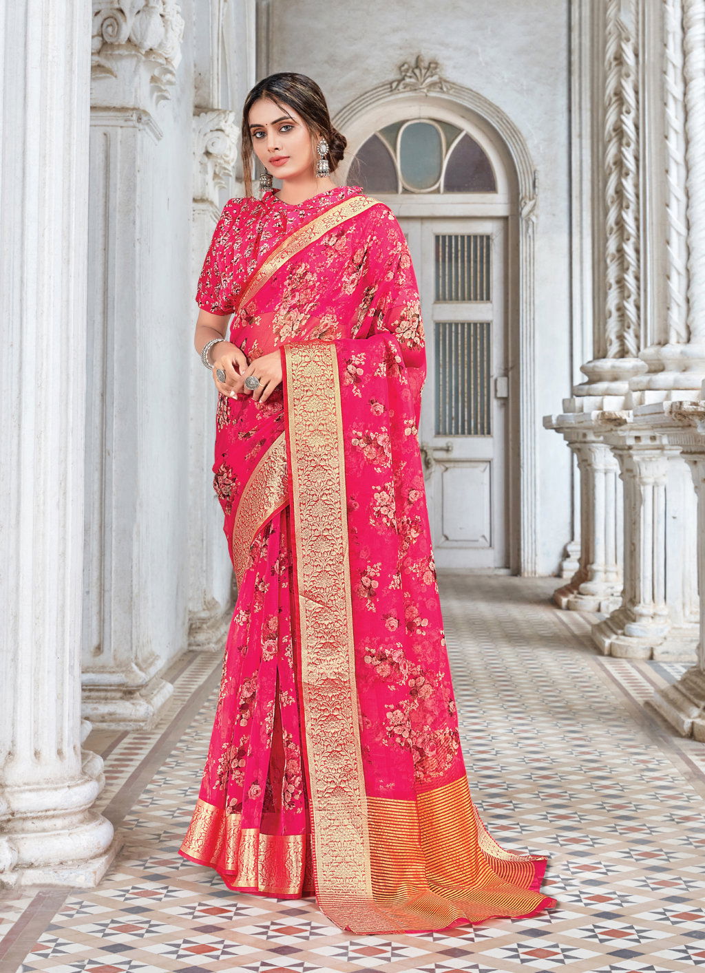 Sangam Angel Organza Festive Wear Latest Digital Printed Saree Collection