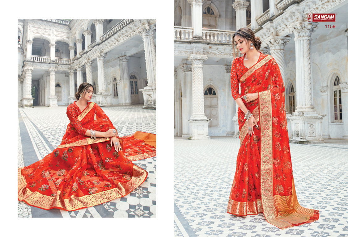 Sangam Angel Organza Festive Wear Latest Digital Printed Saree Collection