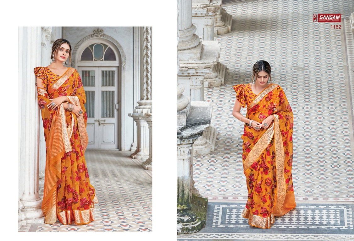 Sangam Angel Organza Festive Wear Latest Digital Printed Saree Collection