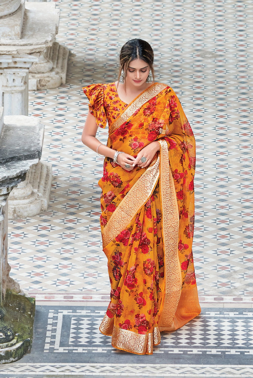Sangam Angel Organza Festive Wear Latest Digital Printed Saree Collection