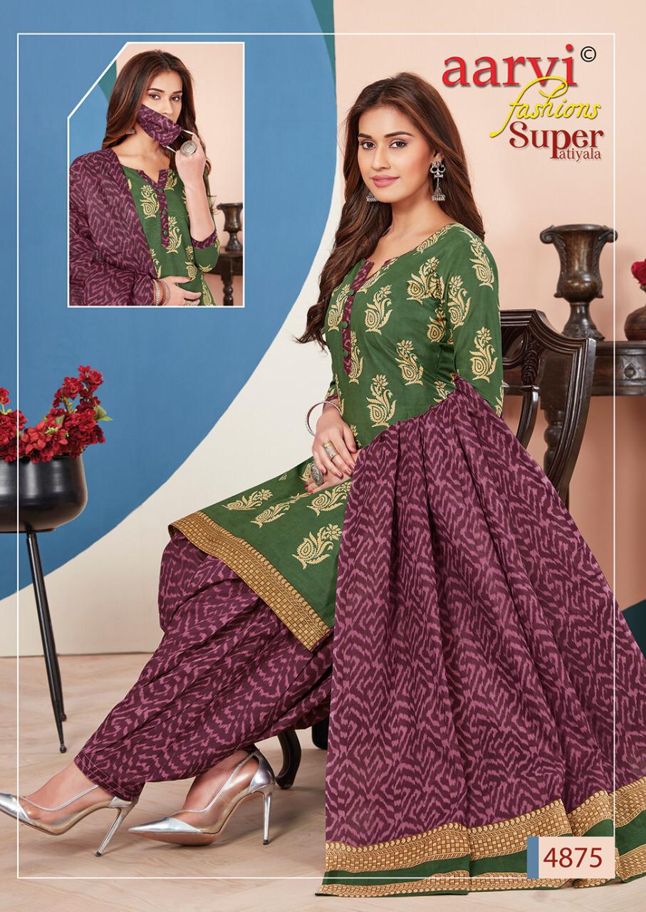 Aarvi Fashion Super Patiyala 3 Cotton Designer Kurtis With Bottom Ready Made Collection