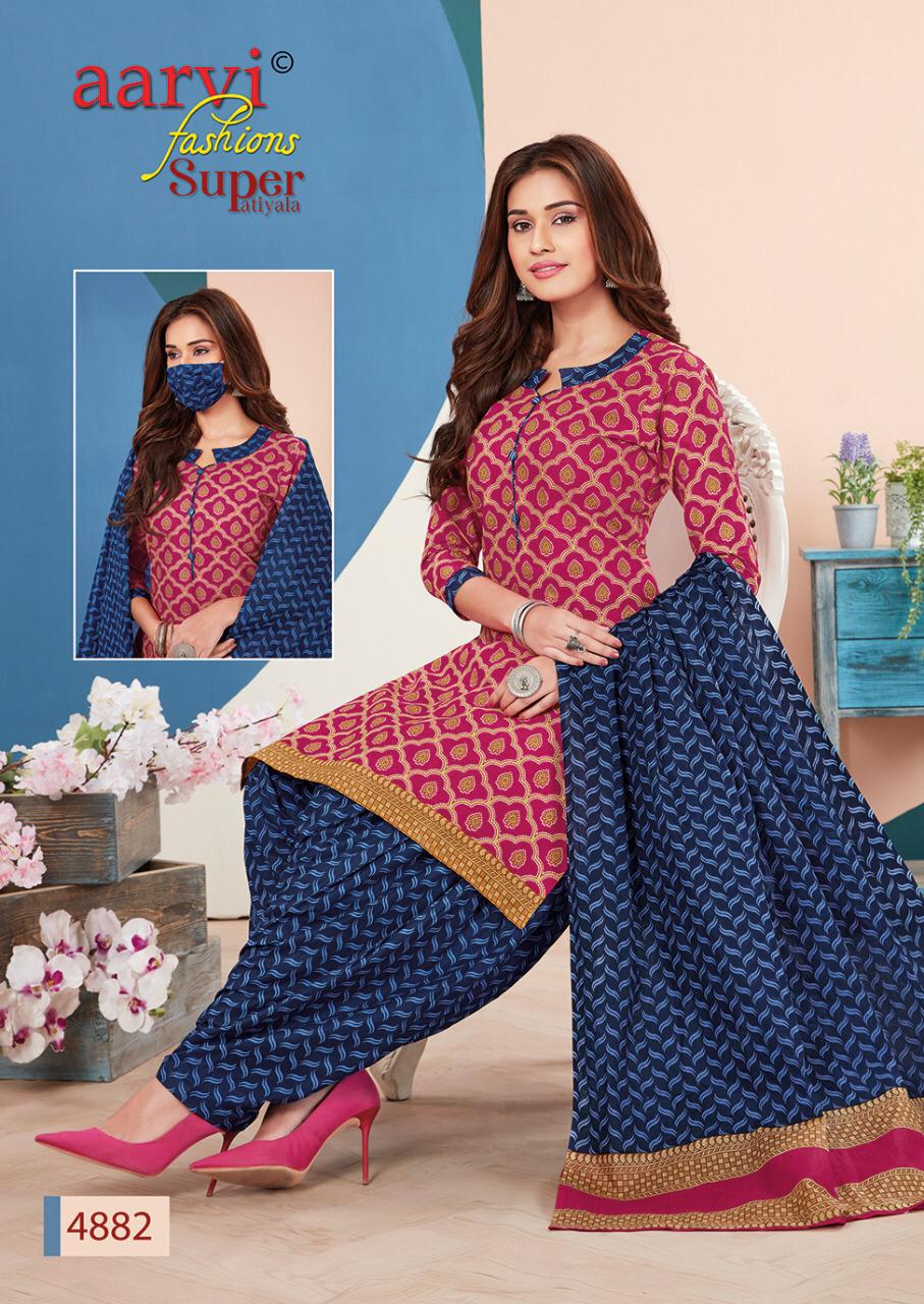 Aarvi Fashion Super Patiyala 3 Cotton Designer Kurtis With Bottom Ready Made Collection