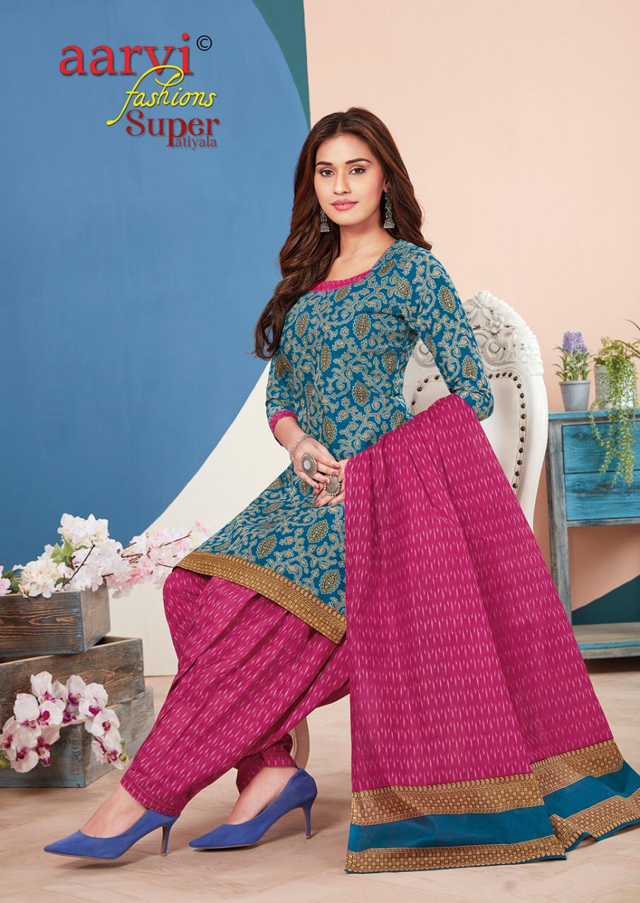 Aarvi Fashion Super Patiyala 3 Cotton Designer Kurtis With Bottom Ready Made Collection