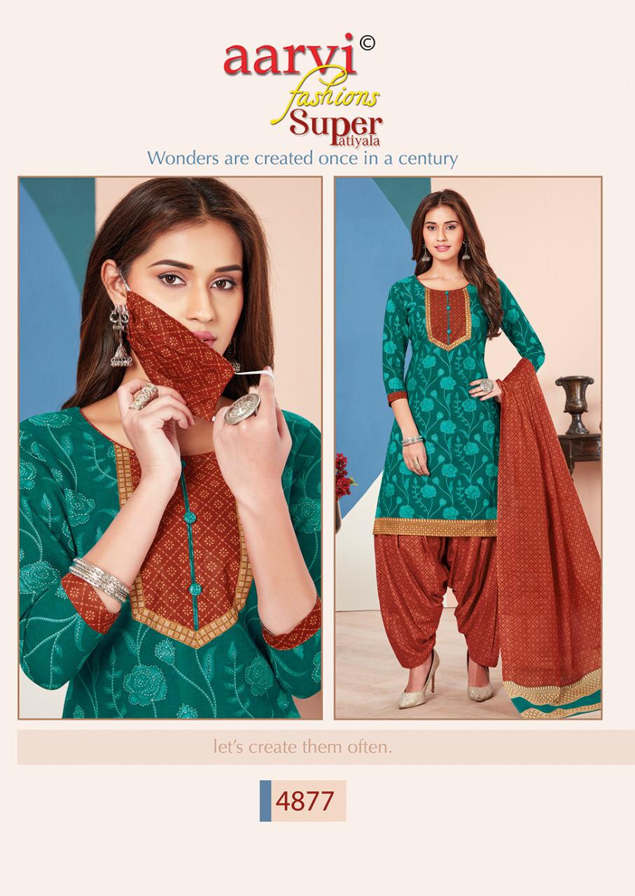 Aarvi Fashion Super Patiyala 3 Cotton Designer Kurtis With Bottom Ready Made Collection